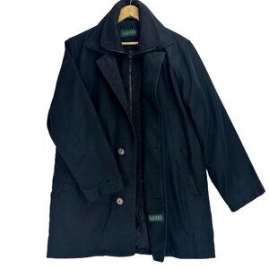 Lauren Ralph Lauren Jacket Mens Black Coat Quilted Removable Lining SZ‎ 36s
